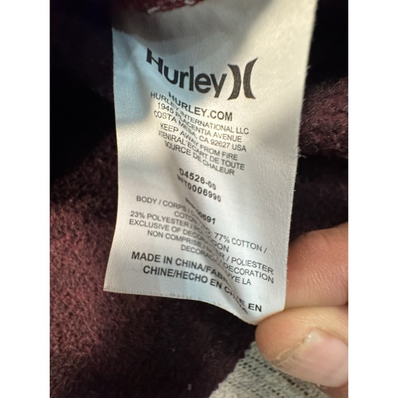 HURLEY‎ OAO Nubby Crew Neck Sweatshirt size Medium Red 04526-00 Measure In Pics - Picture 11 of 12